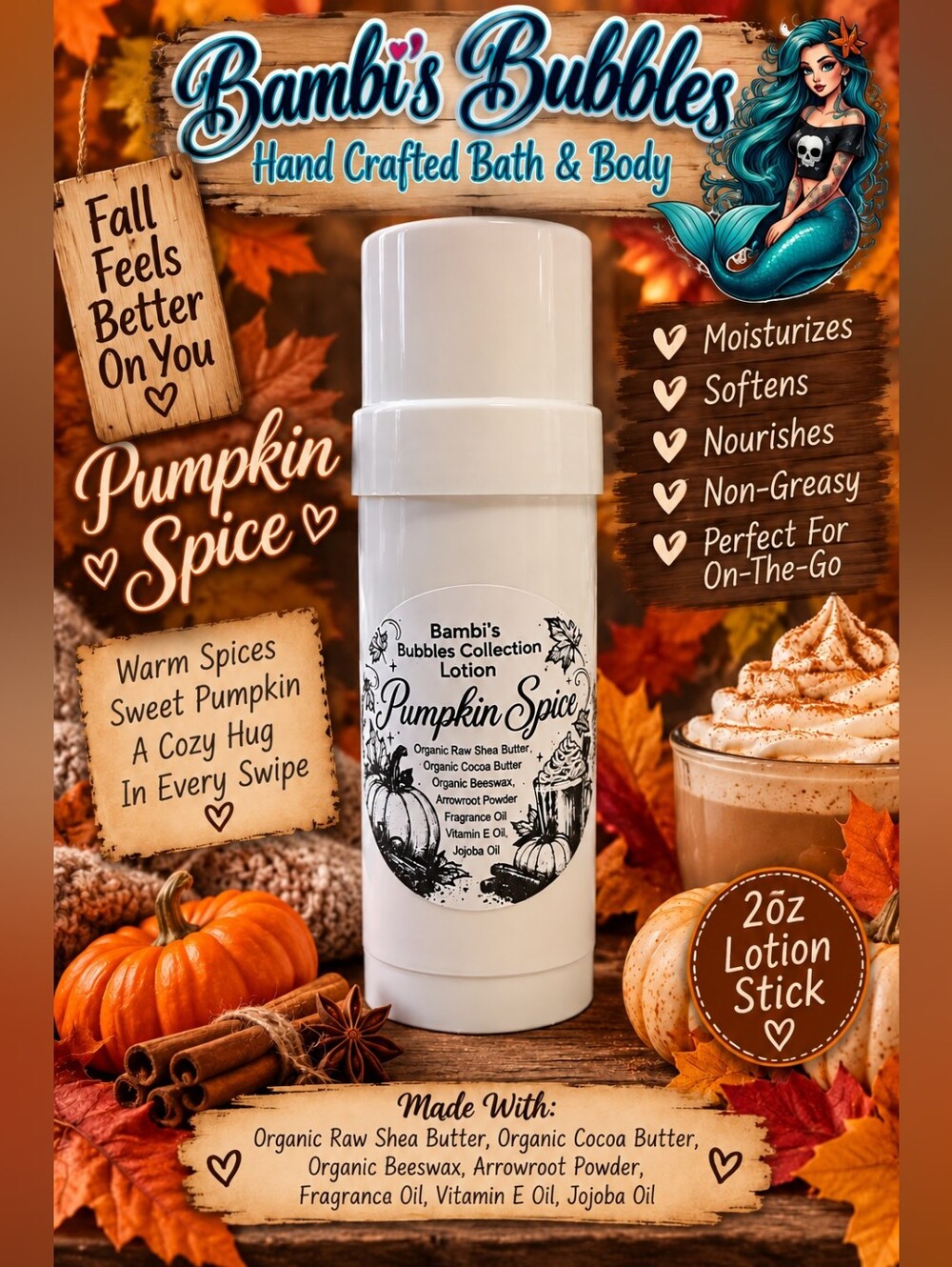 New! Pumpkin Spice Lotion Stick 2oz